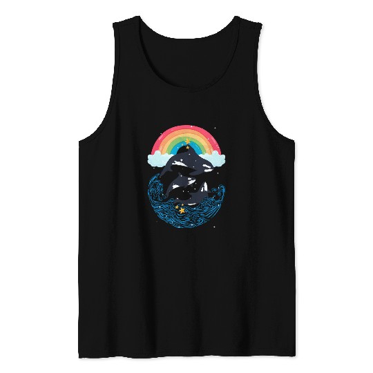 Killer Whale Orca Jumping Rainbow Mammals Marine Biologist Tank Tops