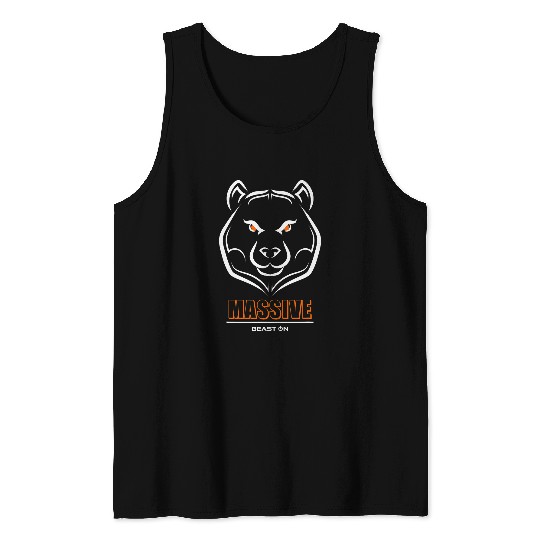 Bear Pet Bear Head Solid Orange Gym Workout Fitness Training Gains Tank Tops