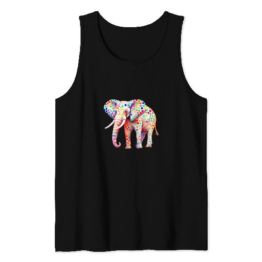 Elephant Pet Dot Day African Elephant September Creativity Dot Design Tank Tops