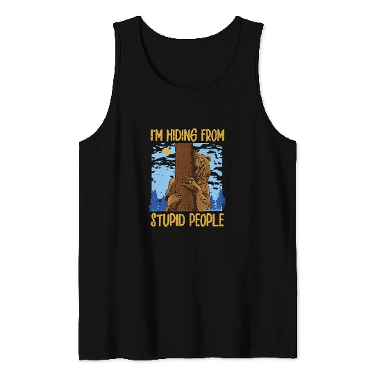 Bear Pet Bear grizzly monster animal nature fun hide seek Tank Tops