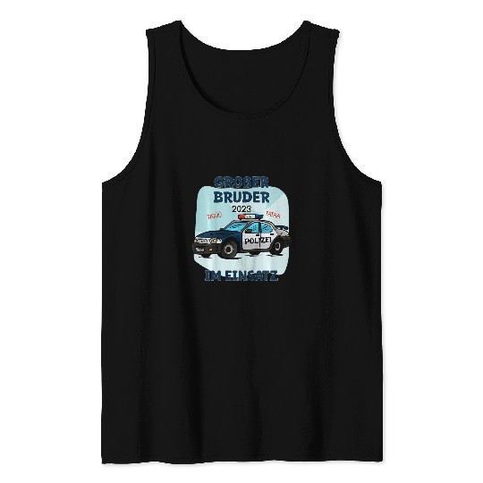 Police Job Kids Big Brother Gift Baby Birth Baby Shower Police Tank Tops