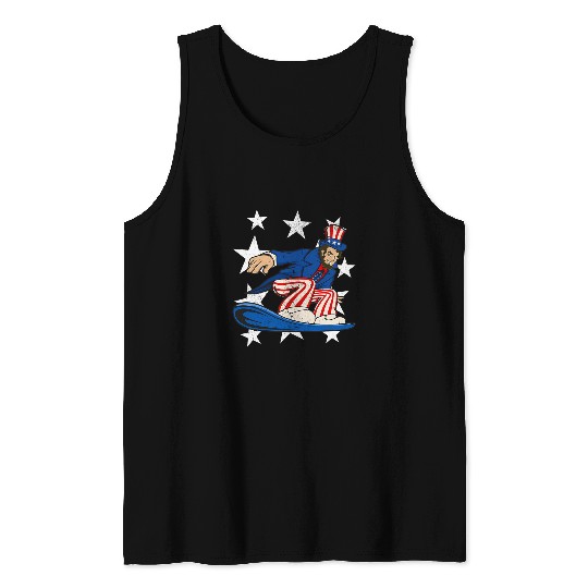 Abraham Lincoln Snowboarding Funny 4th of July Snowboard Tank Tops