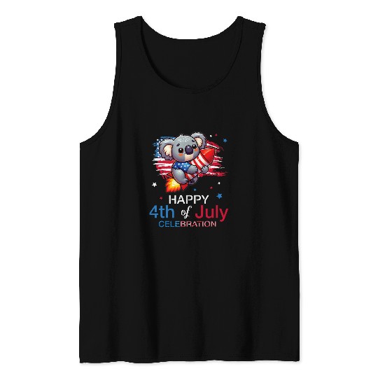Koala Pet Red White And Blue Happy 4th Of July Day Celebration Tank Tops