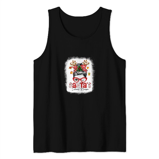 nurses Job Santas School nurses Life Christmas Messy Bun Bleached 34 Tank Tops