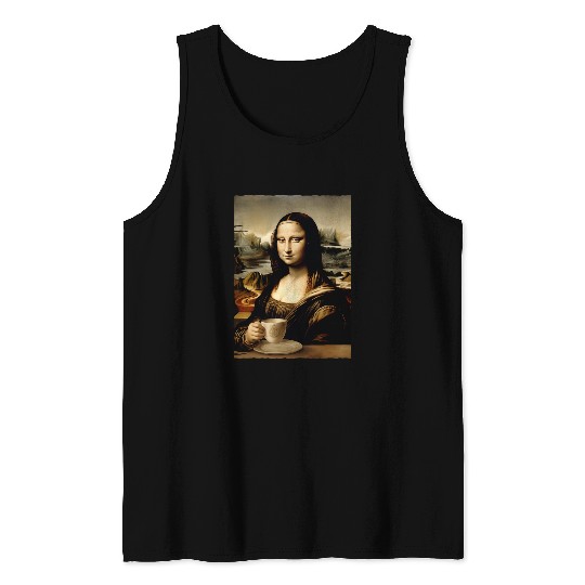 Coffee Fun Mona Lisa Coffee Lover Tank Tops