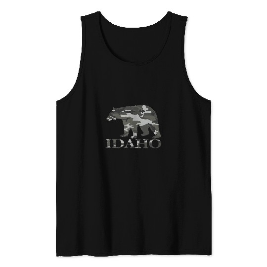 Bear Pet Bear Hunt Idaho State Grey Camo Tank Tops