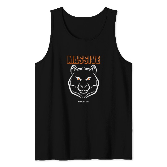 Bear Pet Bear Head Bodybuilding Gym Fitness Training Solid Orange Tank Tops
