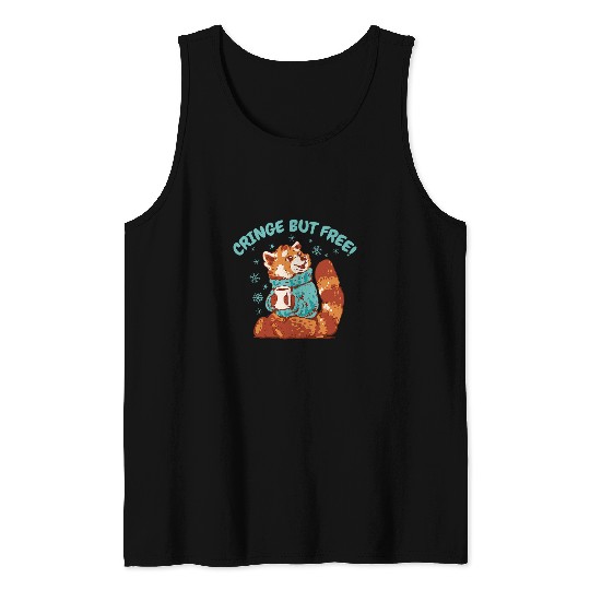 Coffee Fun I AM CRINGE BUT I M frees Funny Red Panda Coffee Meme Tank Tops