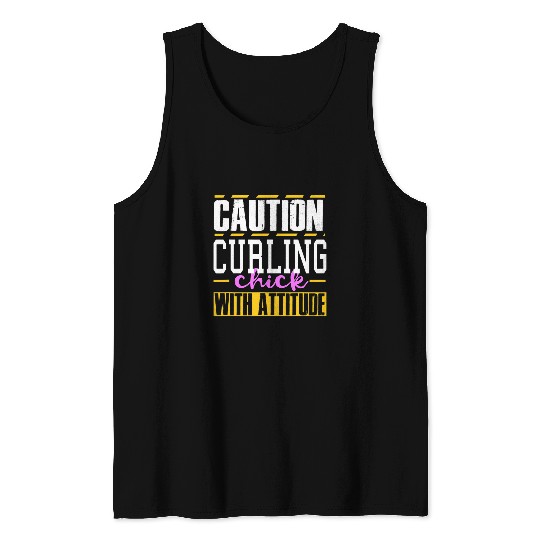 Funny Curling Chick With Attitude Women Tank Tops
