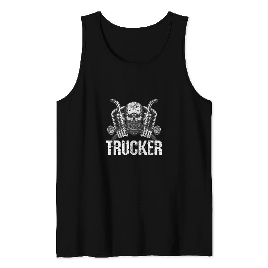 Truck Fun skull diesel truck lorry driver Tank Tops