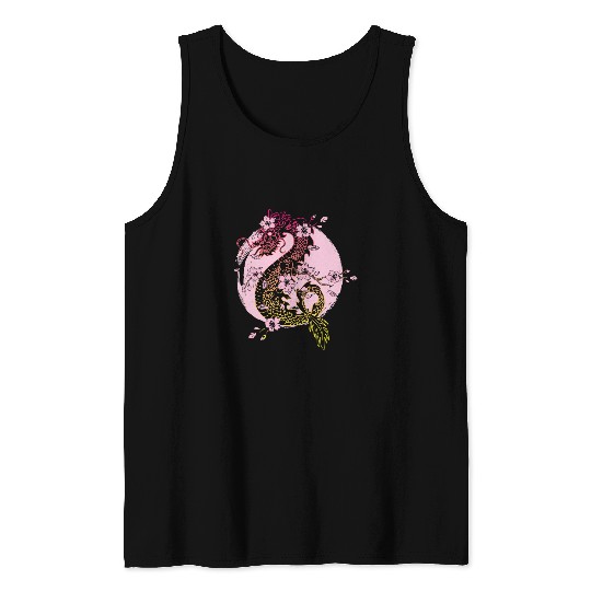 Dragon Pet and japanese Dragon with cherry blossom Tank Tops