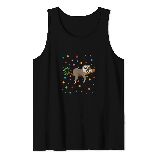 Sloth Pet Dot Day Polka Dots Sloth Kids Boys Girls Youths Tank Tops