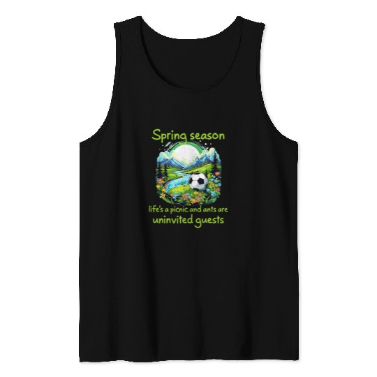 Funny Springtime picnic with ants and soccer ball Tank Tops