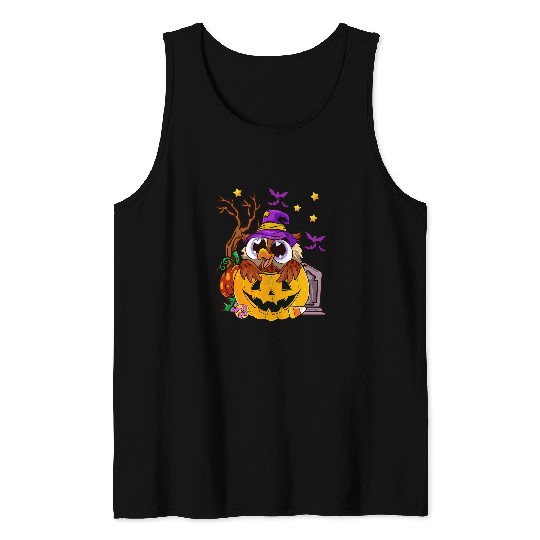 Owl Pet Halloween Owl Witch Funny Halloween 2 Tank Tops