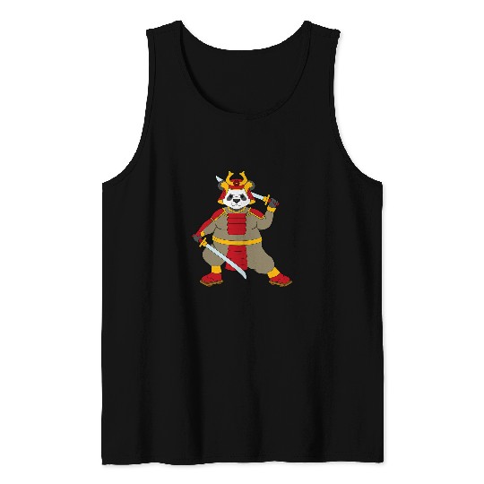 Panda Pet samurai animal japanese warrior panda kawaii funny Tank Tops