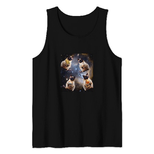 Coffee Fun Space Galaxy Cat Pizza Taco Coffee Ice Cream Cats Tank Tops
