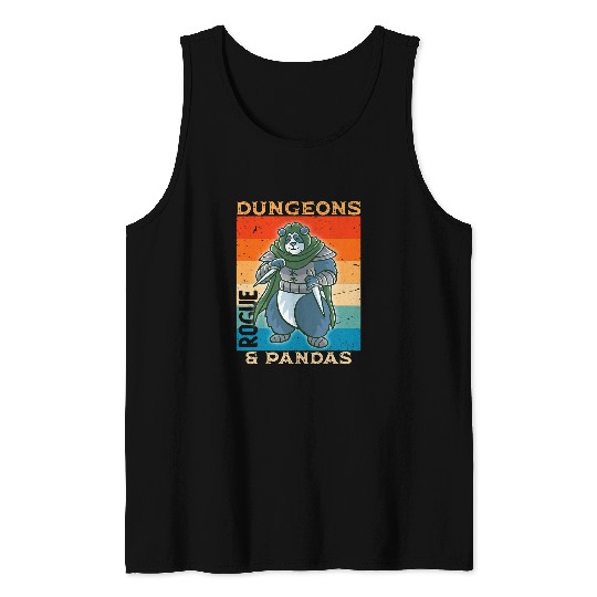 Panda Pet rogue dungeons and pandas nerdy panda nerd geek rpg dice Tank Tops