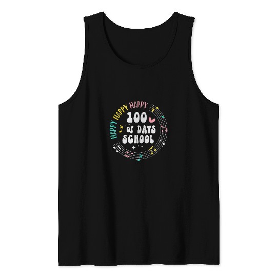 Happy 100th Day Of School Music Teacher 100 days Musician Tank Tops