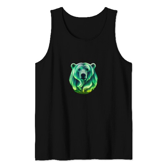 Bear Pet Aurora Borealis Alaska Northern Lights Polar Bear Tank Tops