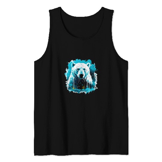 Bear Pet bear polar arctic animal head in a glacial Tank Tops