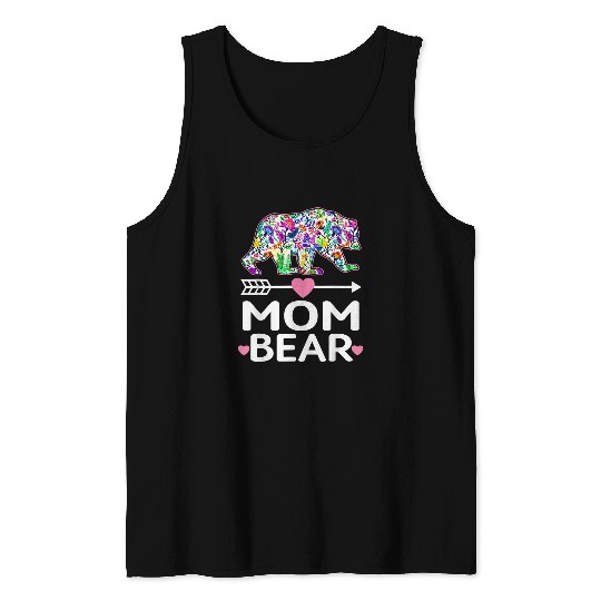 Bear Pet Funny Mom Bear Mothers Day Floral Matching Family Outfits Tank Tops