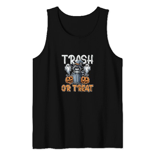Raccoon Pet Trash Or Treat Halloween Raccoon Pumpkin Tank Tops