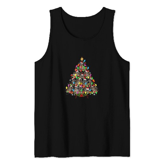 Raccoon Pet Christmas Tree Santa Raccoon Christmas Lights Tank Tops