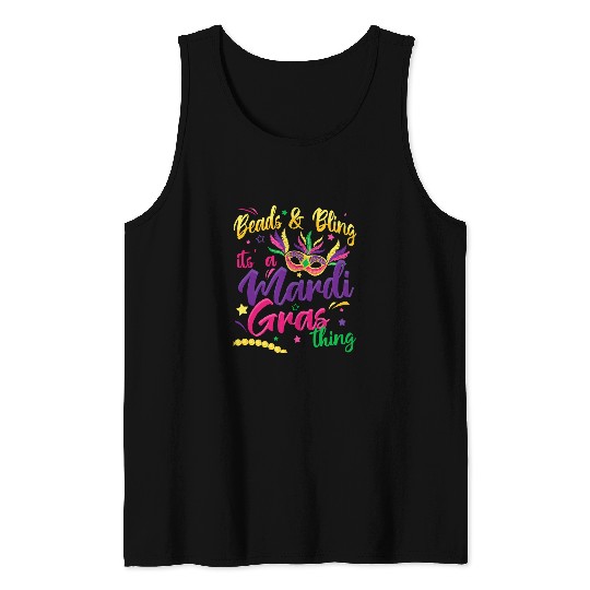 Beads Bling Its a Mardi Gras Festivals New Orleanians Tank Tops