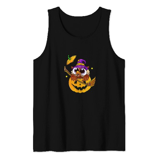 Owl Pet Halloween Owl Witch Funny Halloween Tank Tops