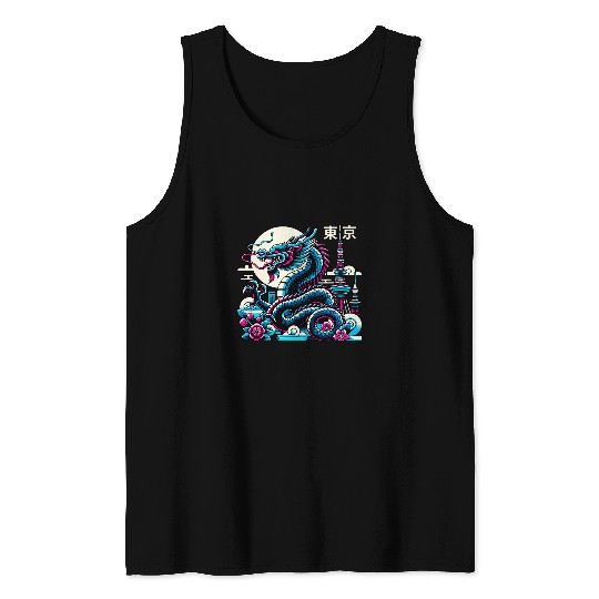 Dragon Pet Japanese Art Dragon Asian Tokyo Kanji Japan Japanese Dragon Tank Tops