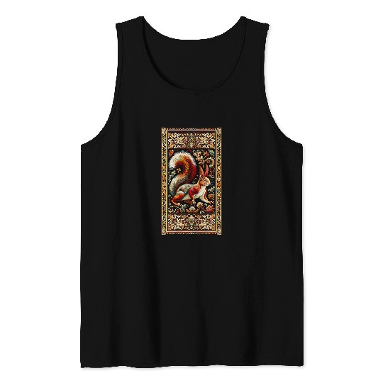 Squirrel Pet Artwork Elegant Tapestry Motif Style 1 Tank Tops