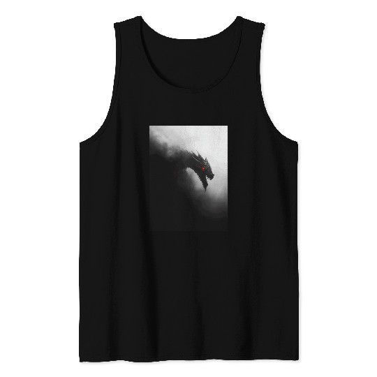 Dragon Pet Mystical Black and White Dragon Emerging from the Mist Tank Tops