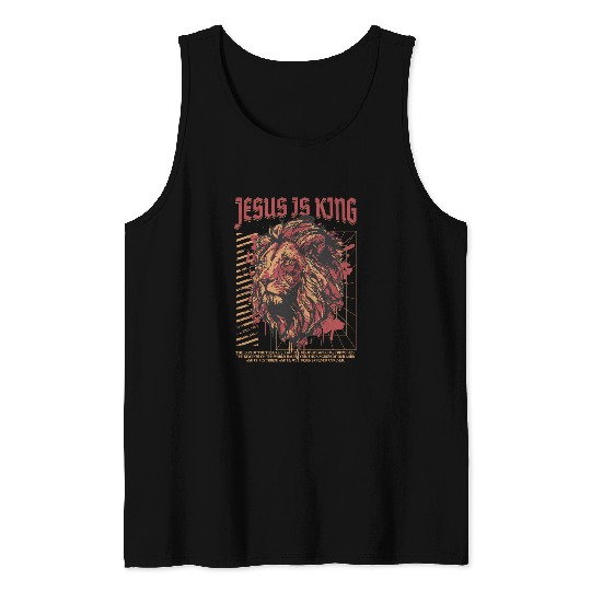 Lion Pet Jesus is King Christian Lion Bible Scripture Faith Quote Tank Tops