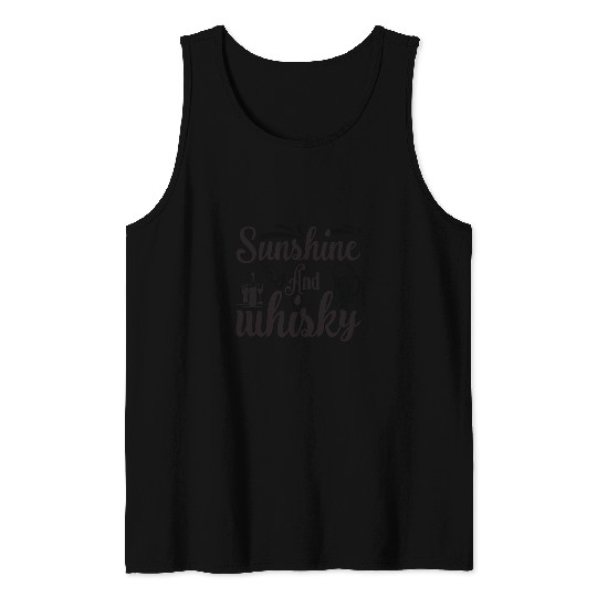 Wines Fun Sunshine And Whisky Drinking Liquor Drinker Funny Tank Tops