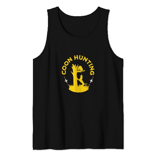 Raccoon Pet Coon Hunting Dogs Treeing A Raccoon Fun Raccoon Hunters Tank Tops