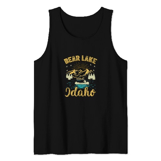 Bear Pet Summer Vacation Retro Mountain Idaho Bear Lake Tank Tops
