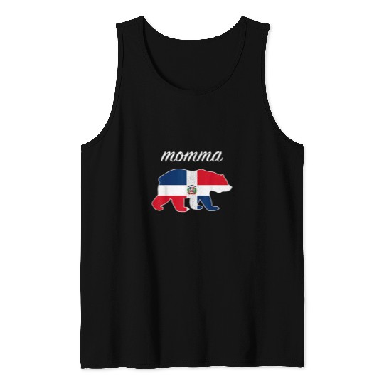 Bear Pet Momma Bear The Dominican Republic Flag Dominican Roots Tank Tops