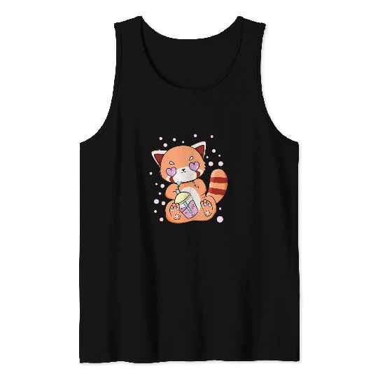Panda Pet Himalayan Red Panda Boba Pearl Bubble Tea Cute Anime Tank Tops