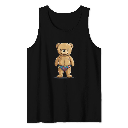 Bear Pet Funny Pool Bear for Vacation and swimming trunks Lovers Tank Tops