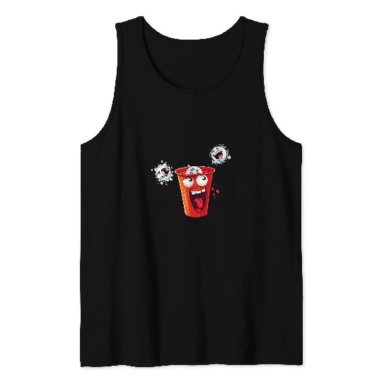 Beer Fun Solo Red Beer Cup Pong for Fraternity and Sorority Tank Tops