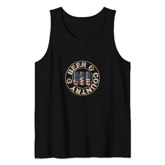Beer Fun Beer and Country Drinking Beer Cans America Graphic Tank Tops