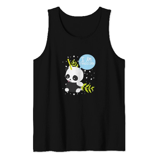 Panda Pet i am pandicorn panda with bamboo horn unicorn Tank Tops