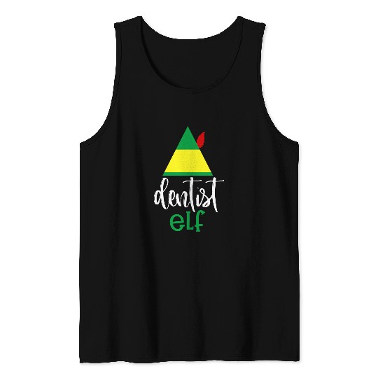 dentists Elf Hat Funny Christmas Dental Hygienist Work Gift Tank Tops