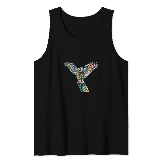 Owl Pet Motif Bird of Prey Beak Claws Animal colorful Birds Owls Tank Tops