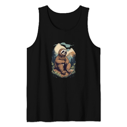 Sloth Pet Contemplative Sloth Mountain View Reflective Moments Tank Tops