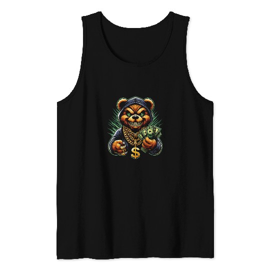Bear Pet Money Calling Hip Hop Bear Teddy Tee Gangster Rap Swag Dope 2 Tank Tops