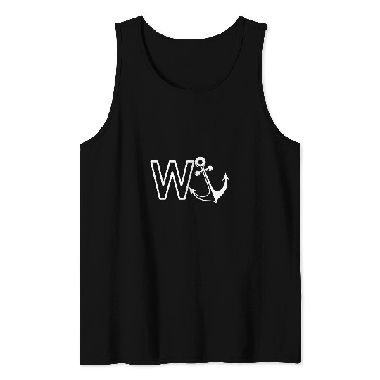 Funny W anchor Funny Sailing Boating Tank Tops