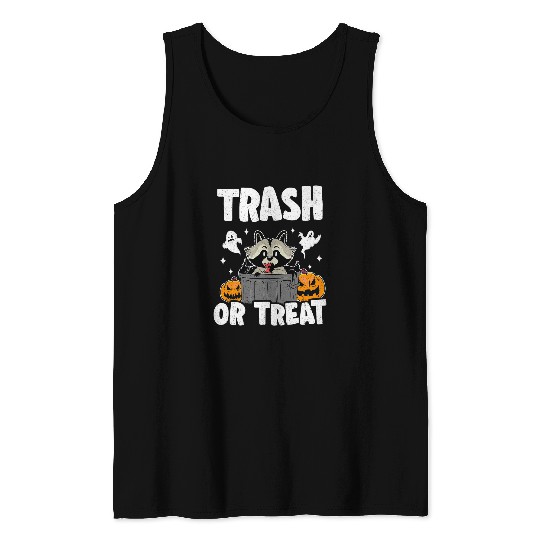 Raccoon Pet Trash Or Treat Raccoon Cute Halloween 2 Tank Tops