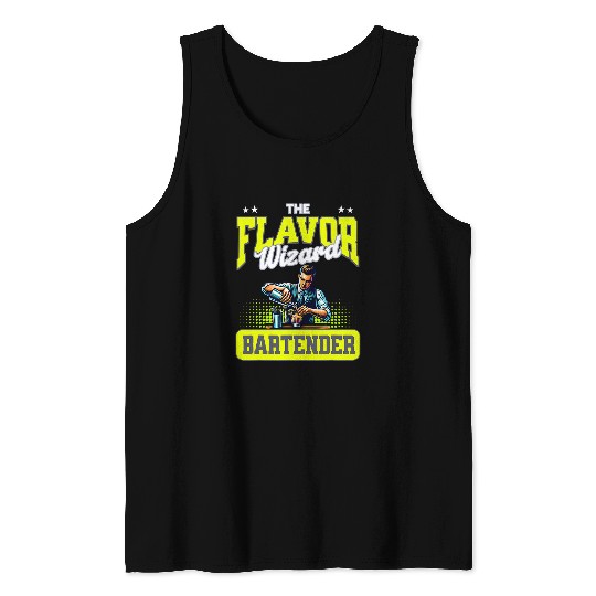 Bartender Job Flavor Wizard Bartender Funny Bartending Saying 05 Tank Tops