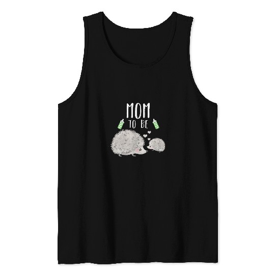 Hedgehog Pet Mom To Be Hedgehog Baby Shower Cute Woodland Animal Tank Tops